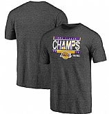 Men's Los Angeles Lakers Gray 2020 NBA Finals Champions Bank Shot Tri Blend T-Shirt,baseball caps,new era cap wholesale,wholesale hats
